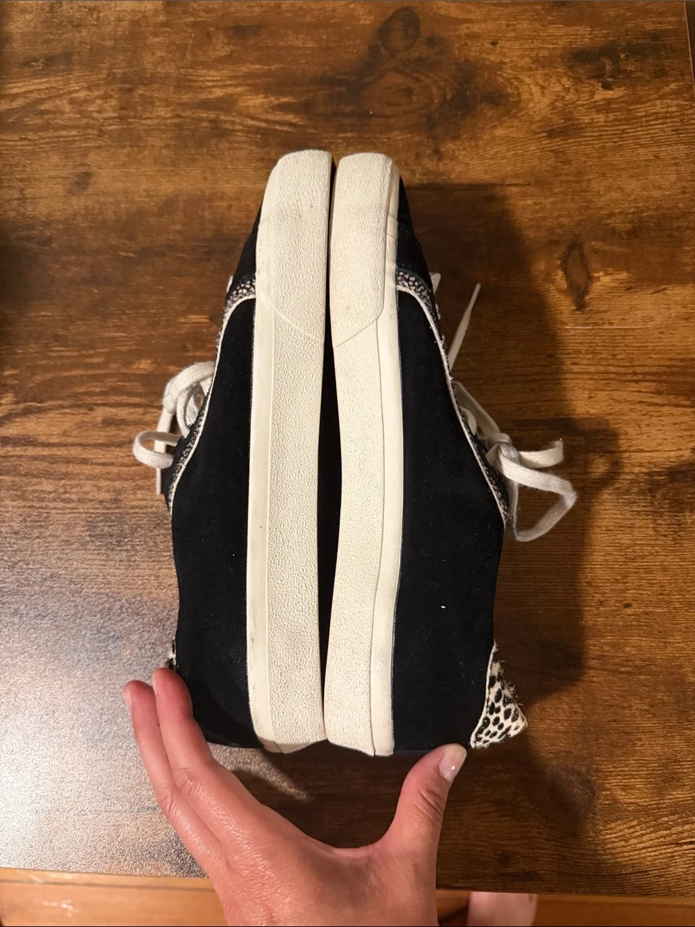 Madewell Black Suede Lace-Up Sneakers with Leopard Accent